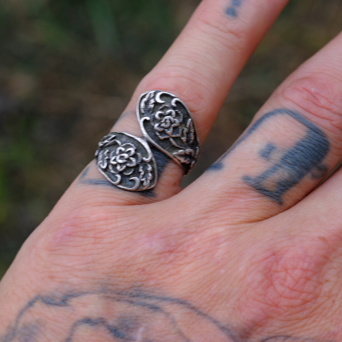 Vintage Sterling Floral Overpass Ring 6.25