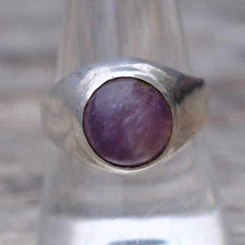 Vintage Sterling Amethyst Cabochon Ring 9.5