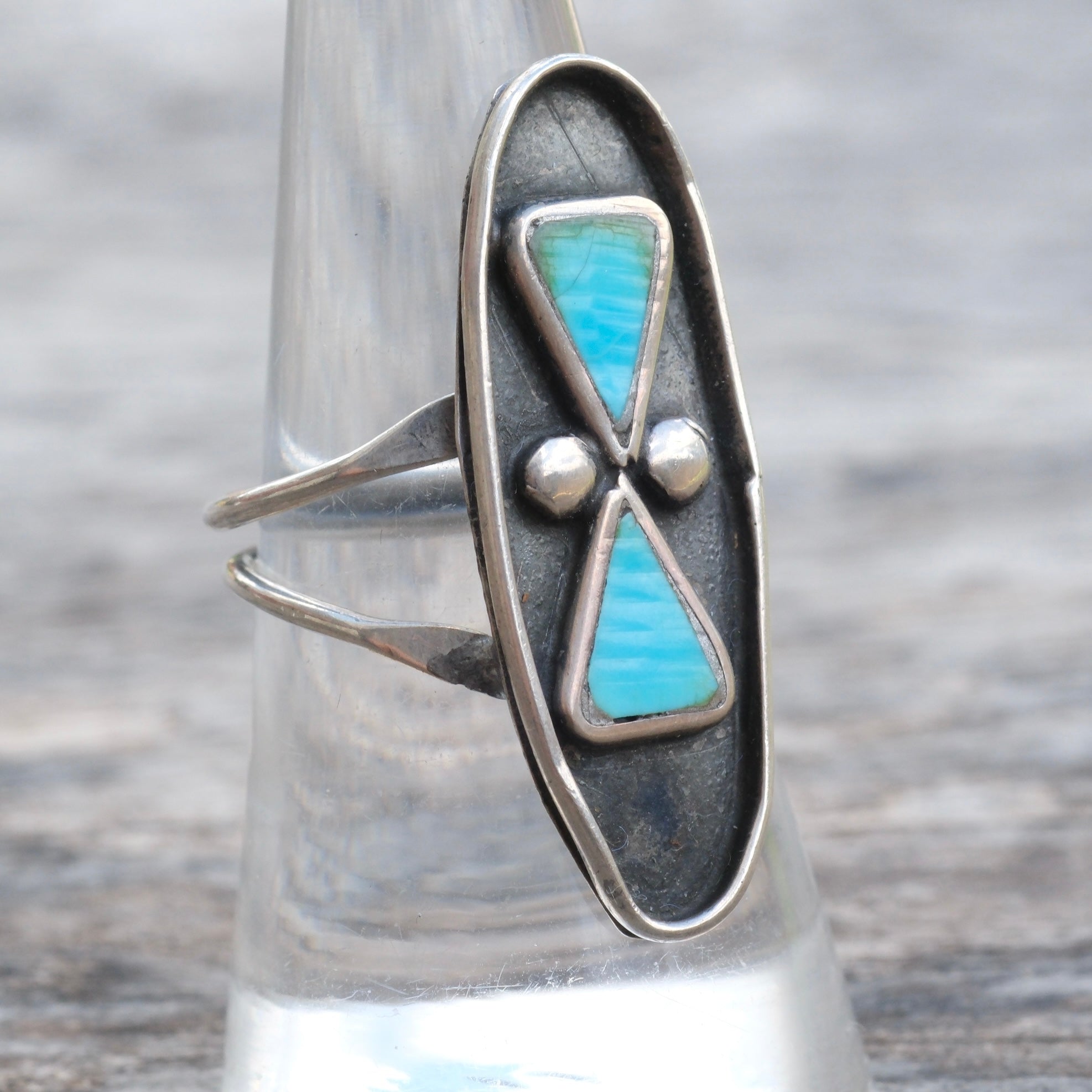 Vintage Sterling Turquoise Ring 7.5