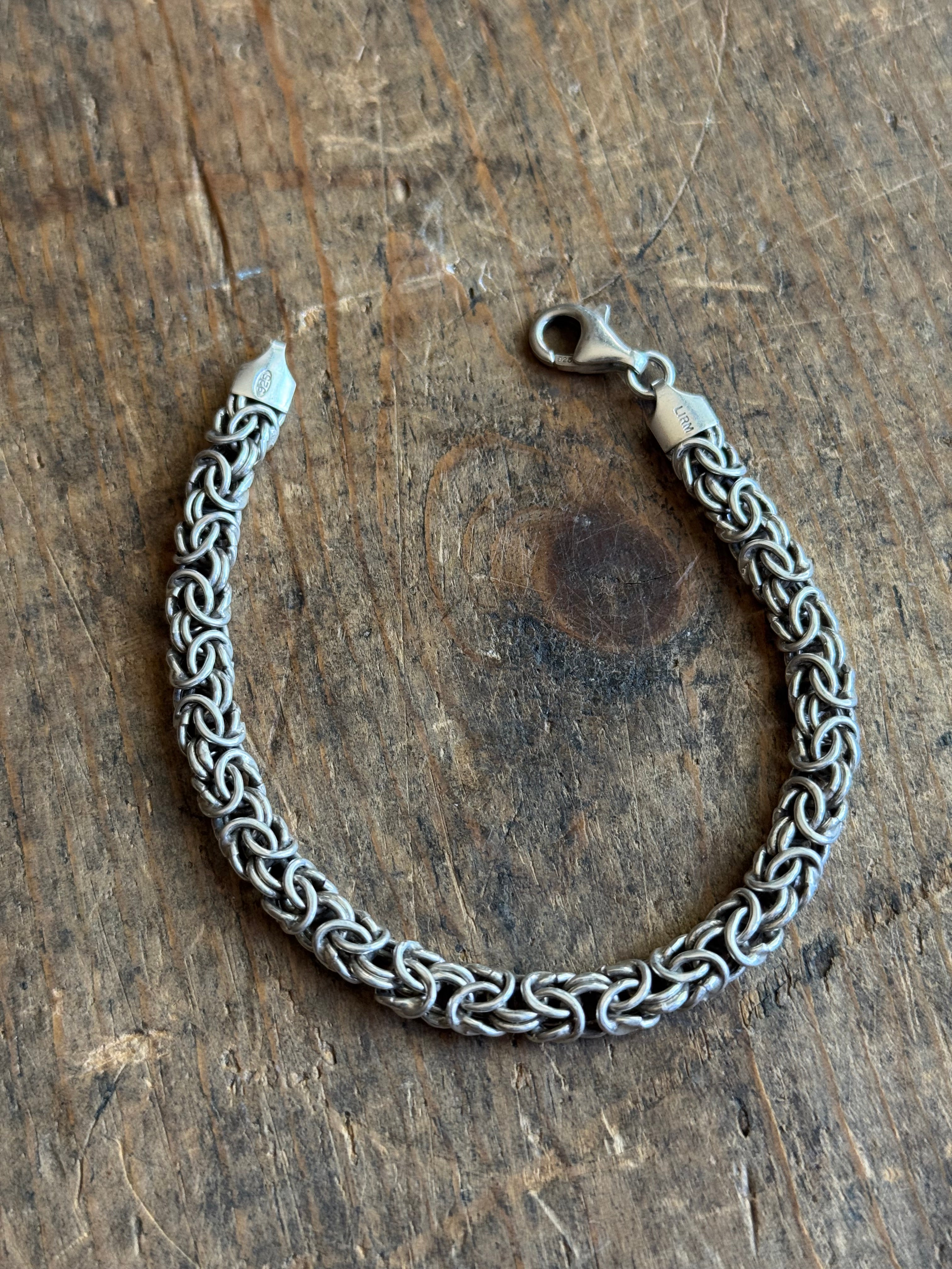 Vintage Sterling Silver Byzantine Chain Bracelet 7.25"