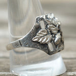 Vintage Sterling Silver Leaf Signet Ring 11.75