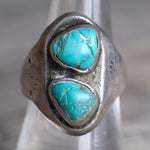 Vintage Sterling 2-Stone Turquoise Ring 8.5