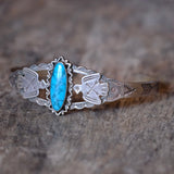 Vintage Sterling Turquoise Thunderbird Cuff Bracelet 6"