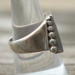 Vintage Sterling Crushed Turquoise and Coral Inlay Ring 9.75