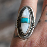 Vintage Sterling Multistone Inlay Ring 5.25
