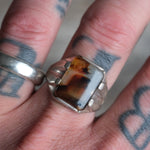 Vintage Sterling Agate Signet Ring 11