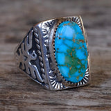 RARE Vintage Sterling Turquoise Thunderbird Ring 9.5