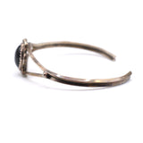 Vintage Sterling Onyx Feather Cuff 6.25"