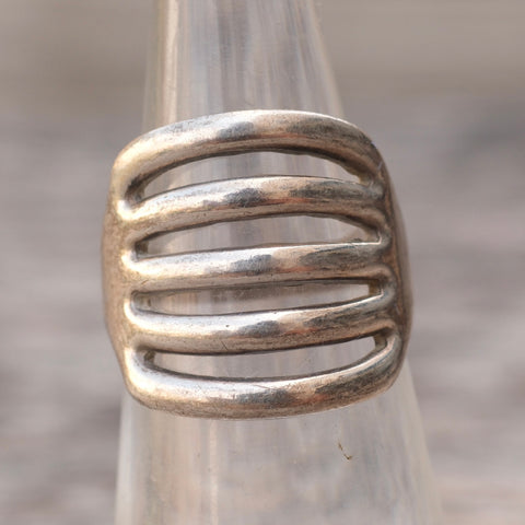 Vintage Sterling Silver Modernist Ring 5.5