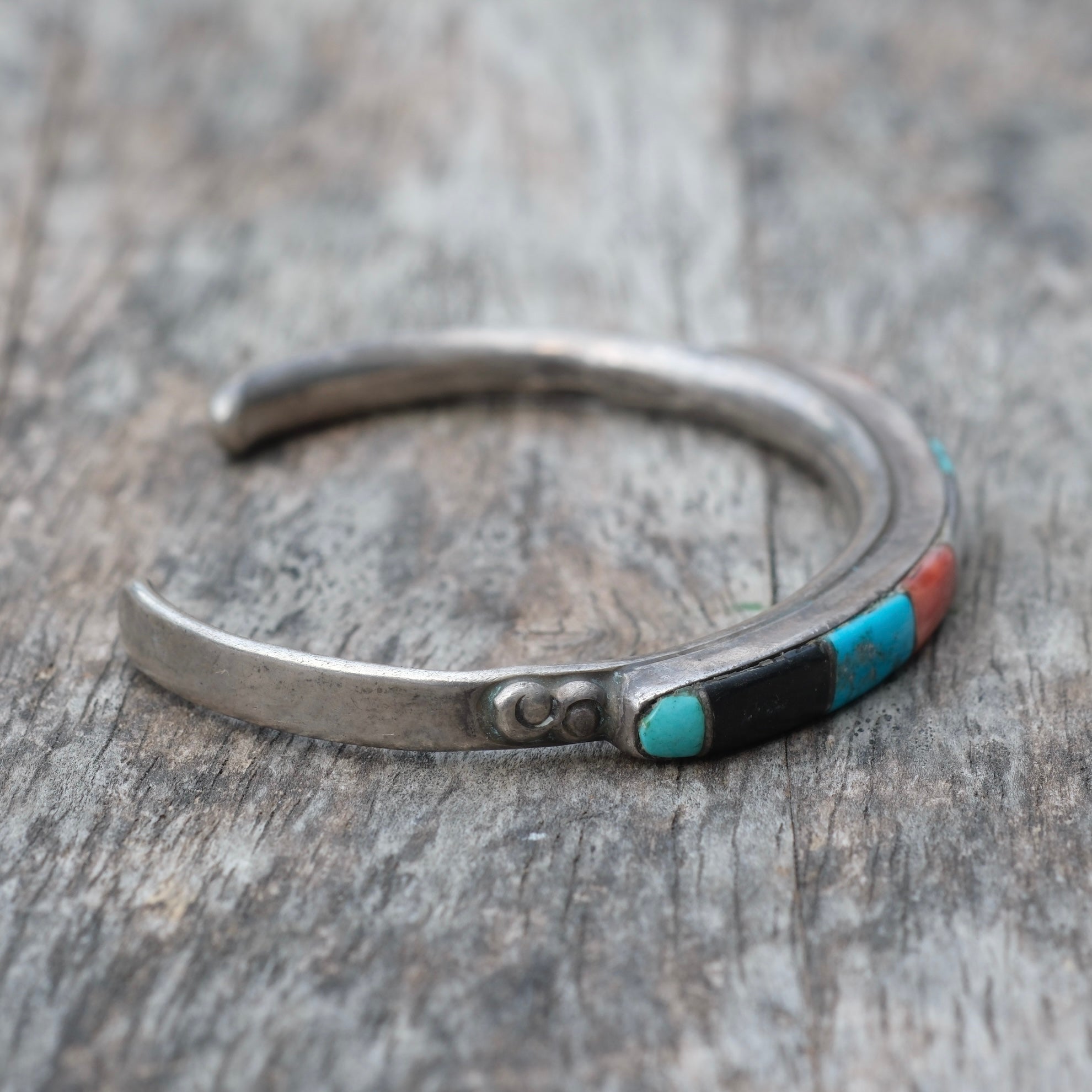 Vintage Sterling Zuni Inlay Cuff Bracelet