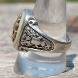 Vintage Sterling Mother Of Pearl USN Signet Ring 11
