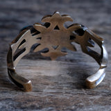 HEAVY Vintage Sterling Blue Gem Turquoise Sandcast Cuff