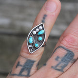 Vintage Sterling Turquoise Cluster Ring 4.25