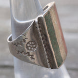 Vintage Sterling Crushed Inlay Stamped Band Ring 7