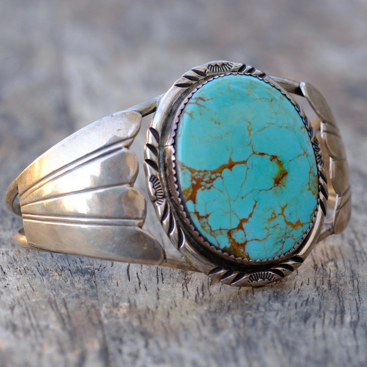 Vintage Sterling Turquoise Winged Cuff Bracelet