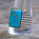 Vintage Sterling Turquoise Ribbed Band Ring 12.75