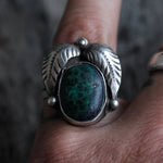 Vintage Sterling Chrysocolla Feather Ring 6.25