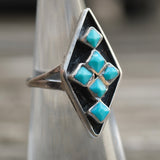  Vintage Sterling Turquoise Cluster Ring 4