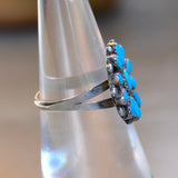 Vintage Sterling Turquoise Cluster Ring 6