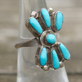 Vintage Sterling Turquoise Cluster Ring 6