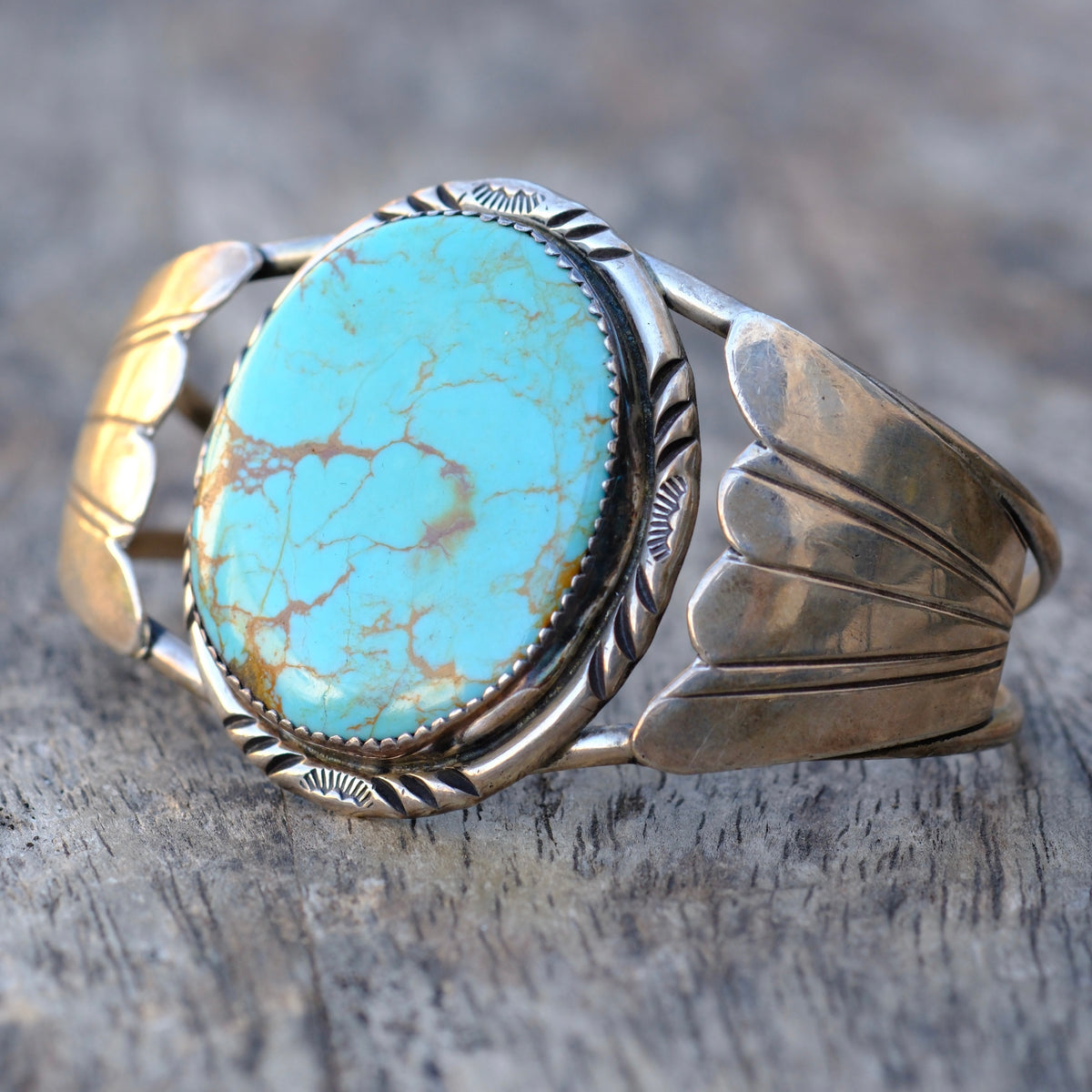 Vintage Sterling Turquoise Winged Cuff Bracelet
