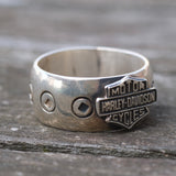 Vintage Sterling Silver Harley Davidson Ring 11