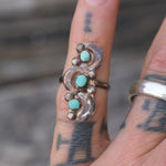 Vintage Sterling 3-Stone Turquoise Ring 4.5