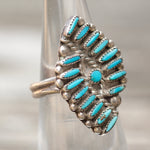 Vintage Sterling Turquoise Cluster Ring 4.75
