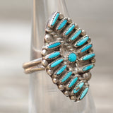 Vintage Sterling Turquoise Cluster Ring 4.75