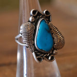 Vintage Sterling Turquoise Feather Ring 6