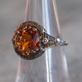 Vintage Sterling Orange Glass Ring 6.25