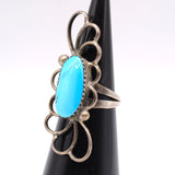 Vintage Sterling Turquoise Floral Ring 4