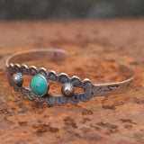 Vintage Sterling Turquoise Stamped Cuff Bracelet
