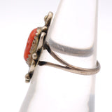Vintage Sterling Coral Ring 6.75