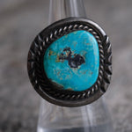 Vintage Sterling Turquoise Roped Ring 7.25