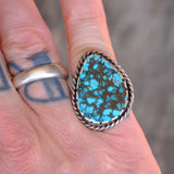 Vintage Sterling Matrix Turquoise Ring 5.75