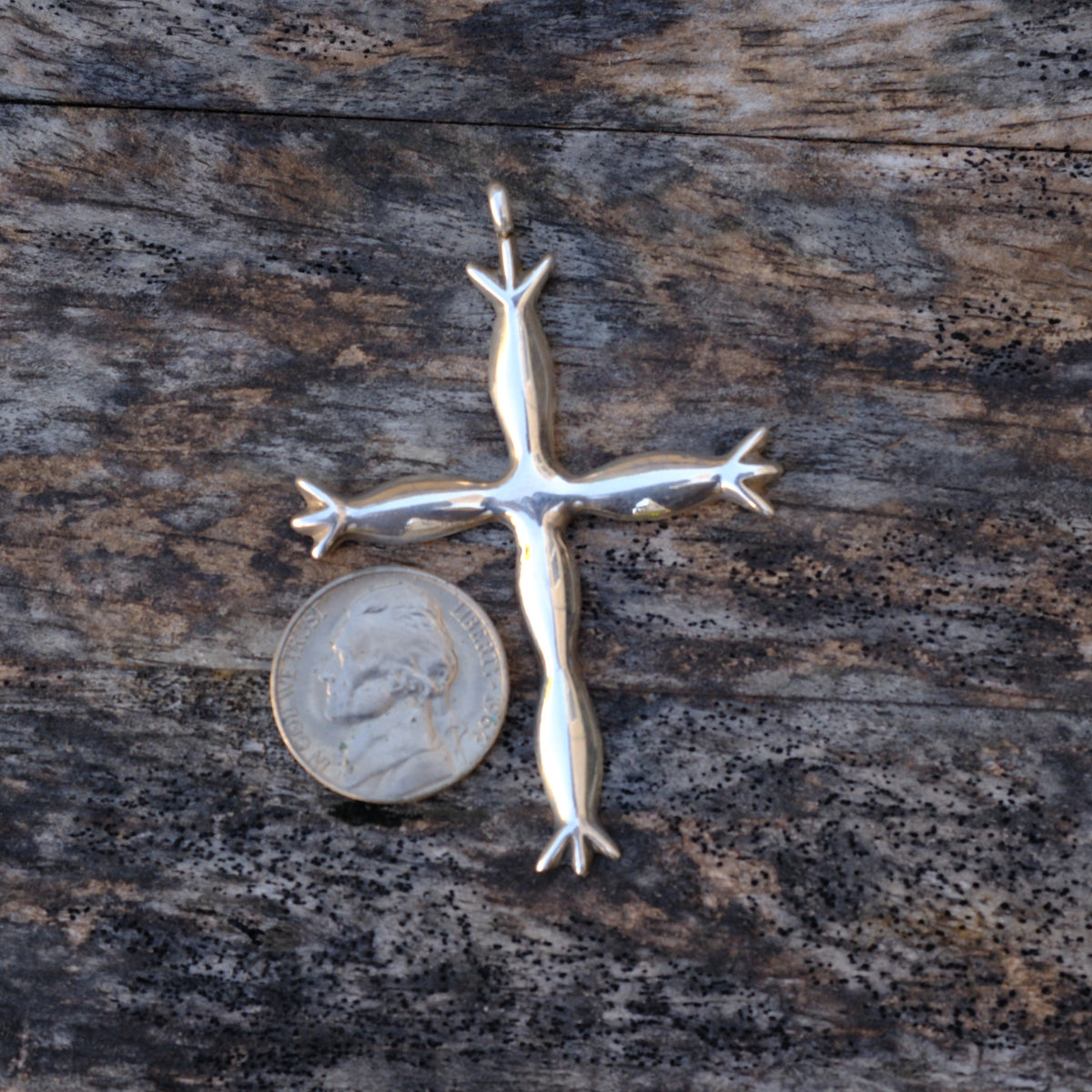 Vintage Sterling Silver Sand Cast Cross Pendant