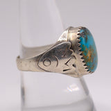 Vintage Sterling Turquoise Stamped Band Ring 9
