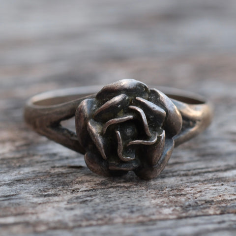 Vintage Sterling Silver Rose Ring 8