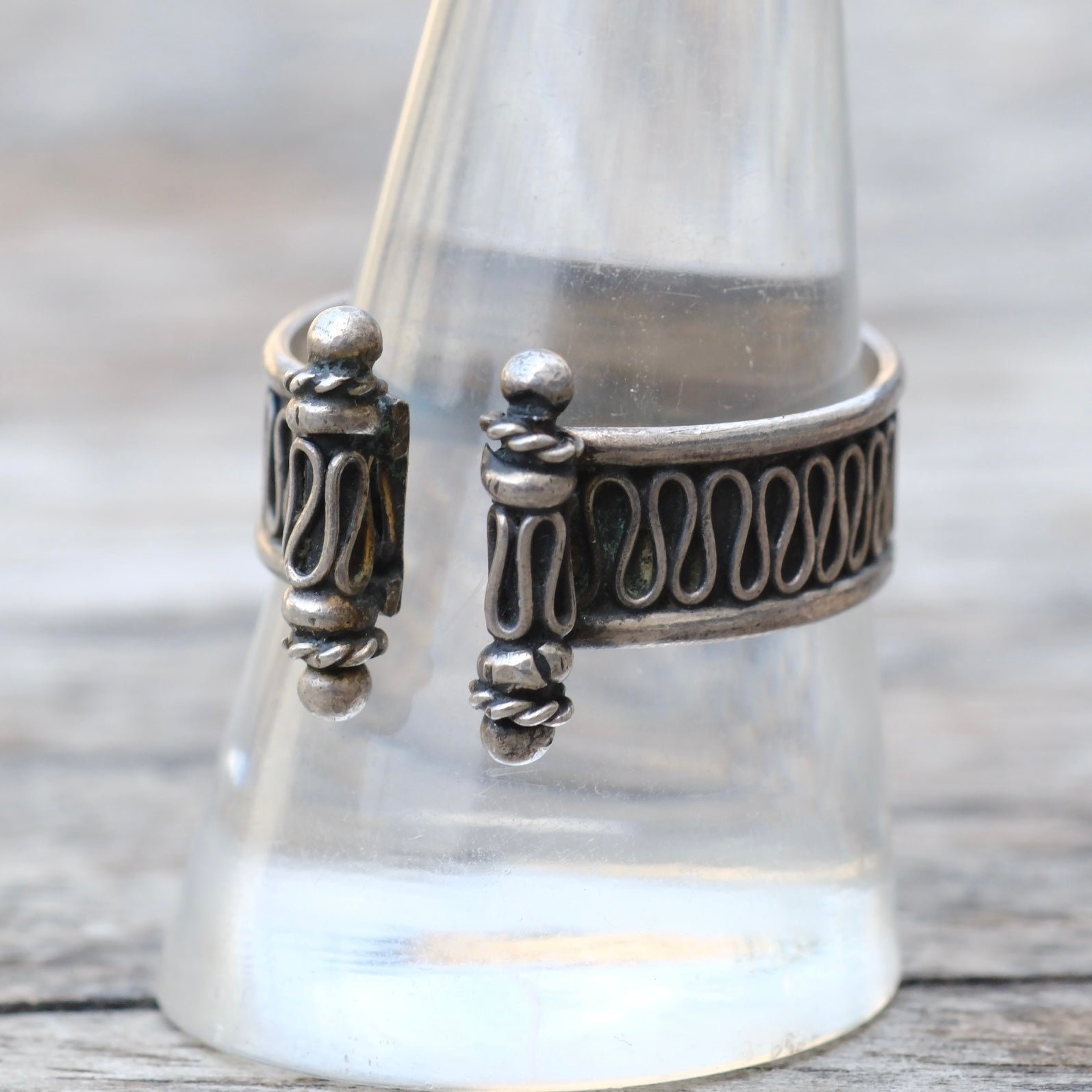 Vintage Sterling Silver Scroll Ring 10.5