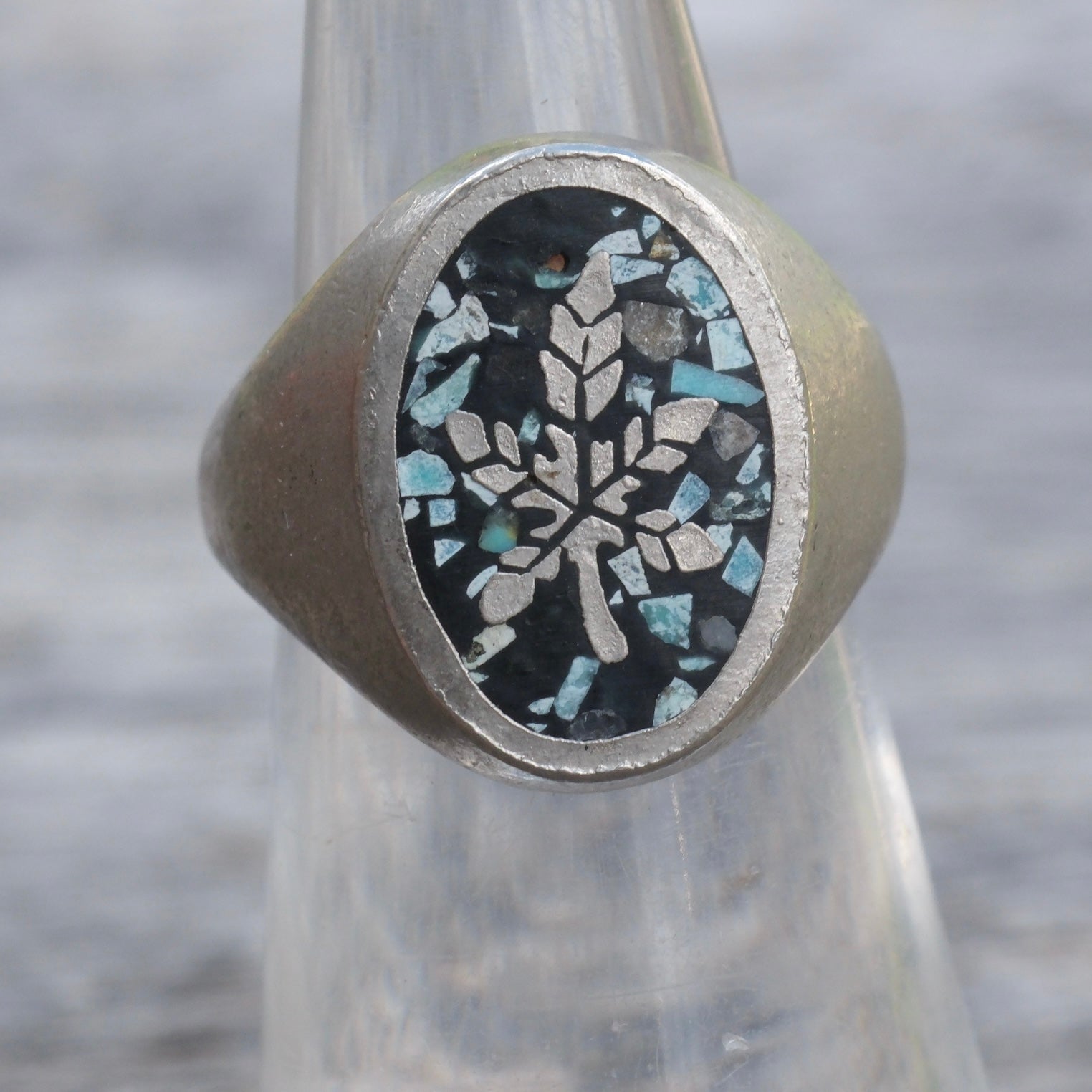Vintage Pewter Sweet Leaf Ring 5