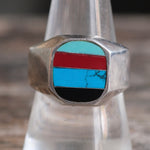 Vintage Sterling Multistone Inlay Ring 9
