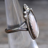 Vintage Sterling Mother Of Pearl Feather Ring 5.5