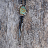 Vintage Sterling Turquoise Feather Bolo Tie