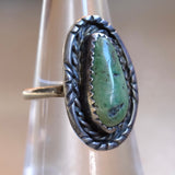 Vintage Sterling Turquoise Roper Ring 6.75