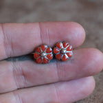 Vintage Sterling Coral Cluster Earrings