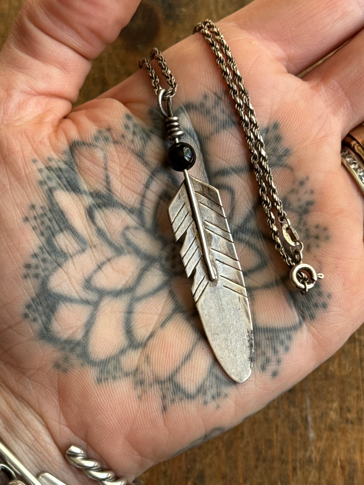 Vintage Sterling Silver Feather Necklace