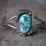 Vintage Sterling Turquoise Feather Cuff