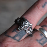 Vintage Sterling Silver Steer Skull Ring 7.5