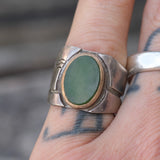 Vintage Sterling Green Carnelian Ring 6.5